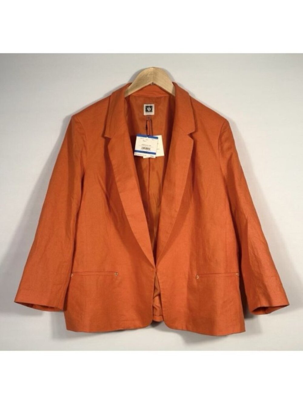 Anne Klein Womens XL Notch-Collar Open-Front Linen Blend Jacket • Reg Price $129